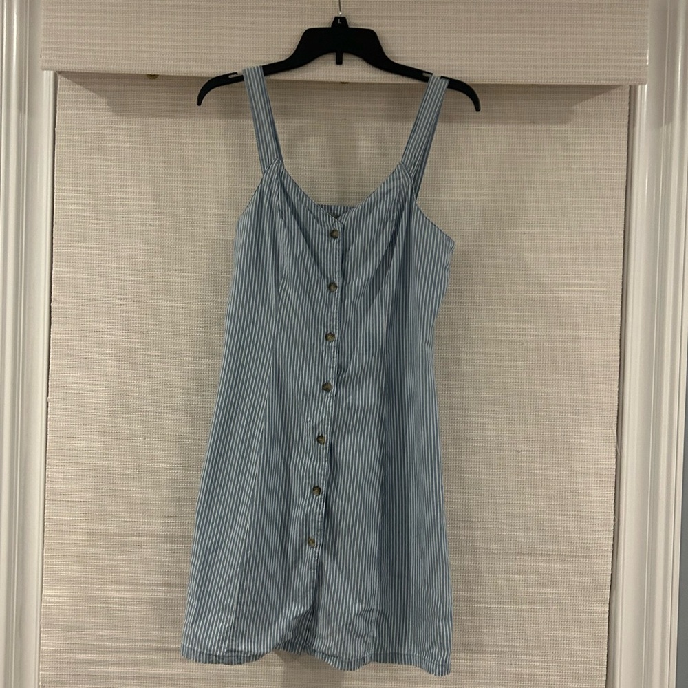 Vero Moda Blue and White Striped Button-Up Dress